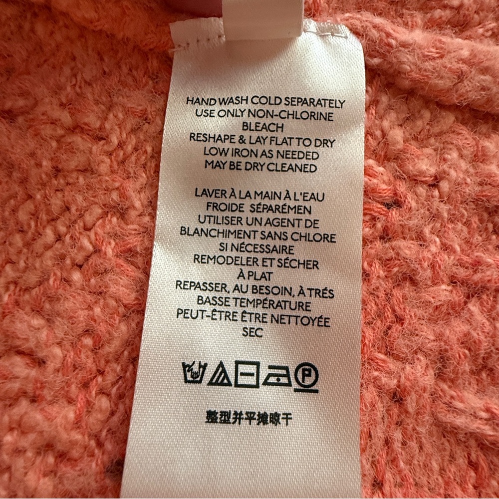 Free People | Textured Knit Open Front Cardigan, "Pinched Cheeks Combo" Coral - Picture 9 of 10